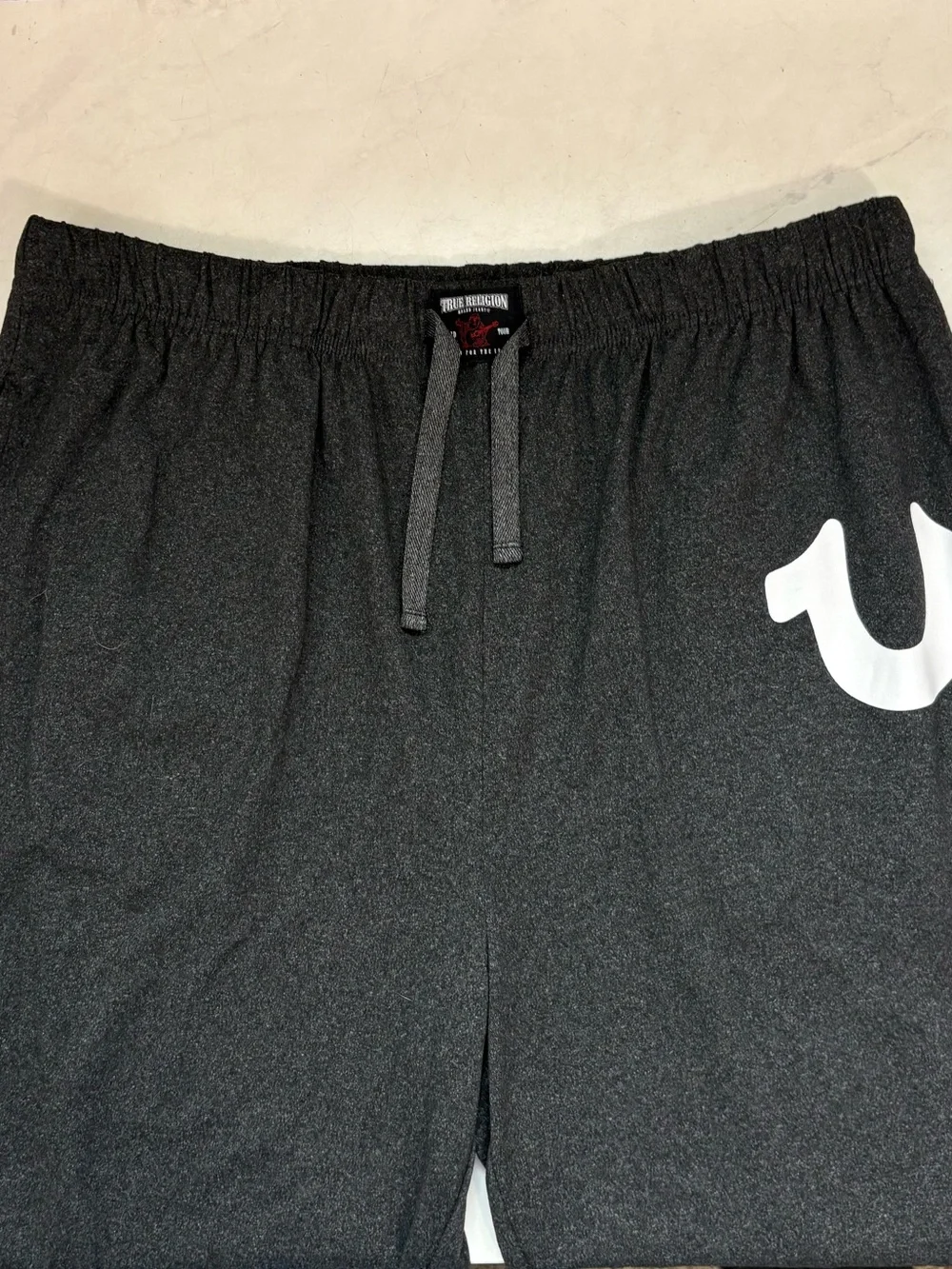 True Religion Men’s Medium Gray Drawstring Jogger Sweatpants Loungewear Neutral - Picture 3 of 6